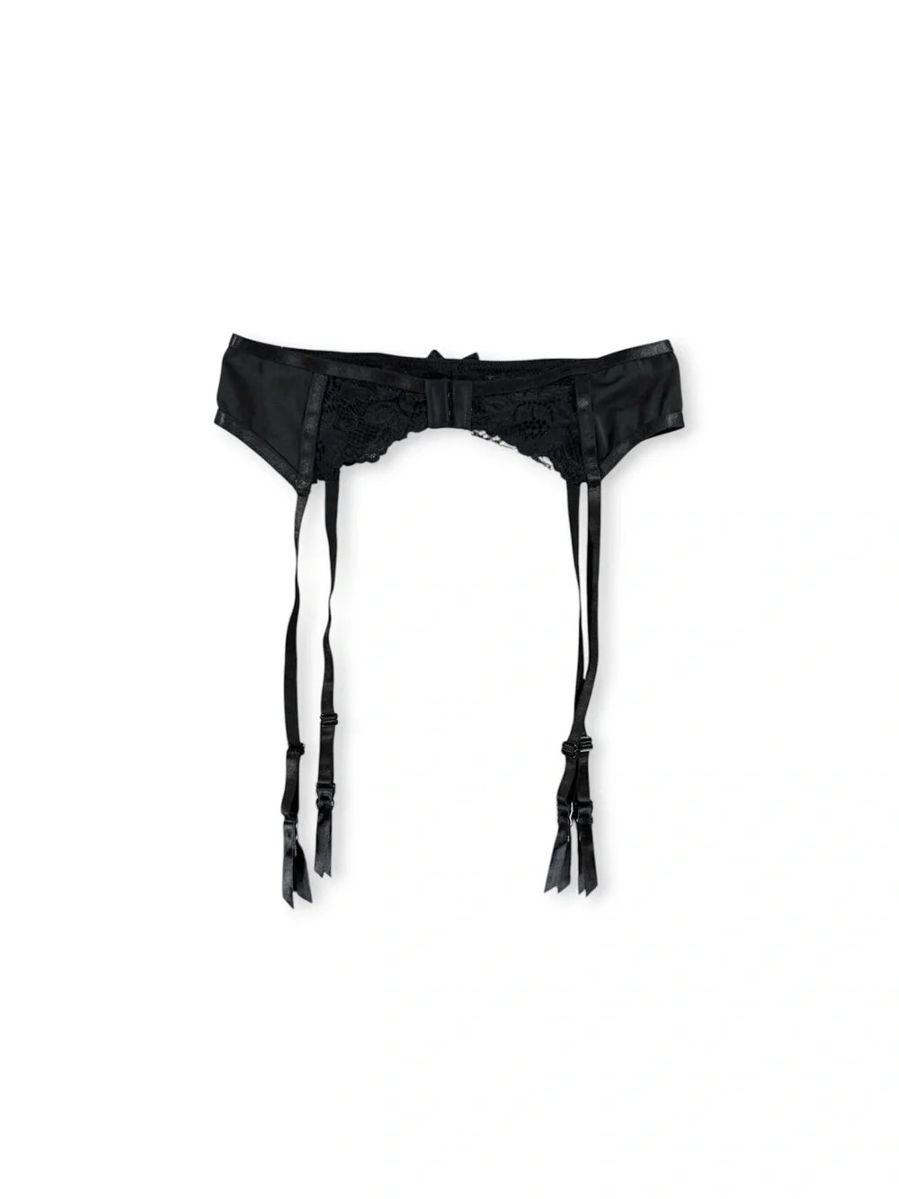 NWT Fredericks of Hollywood Black Lace Garter Belt with Satin Trim - Size S/M - Picture 2 of 5